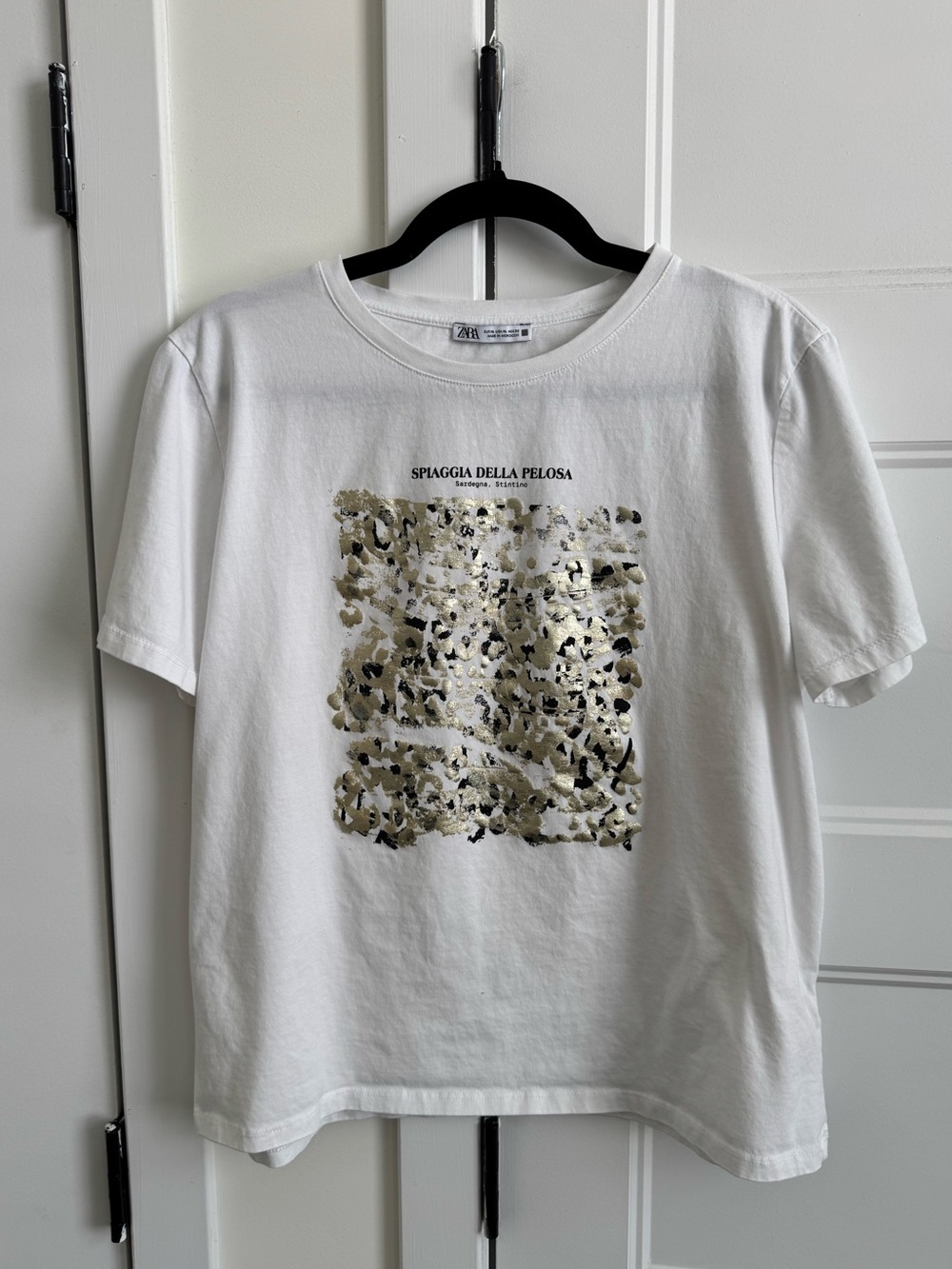 Zara Spiaggia Della Pelosa | Sardegna, Stintino Metallic Unisex Print T-Shirt